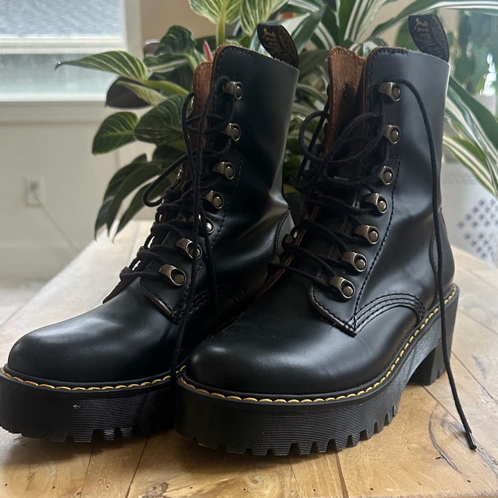 Dr. Martens Black Leather Combat Boots